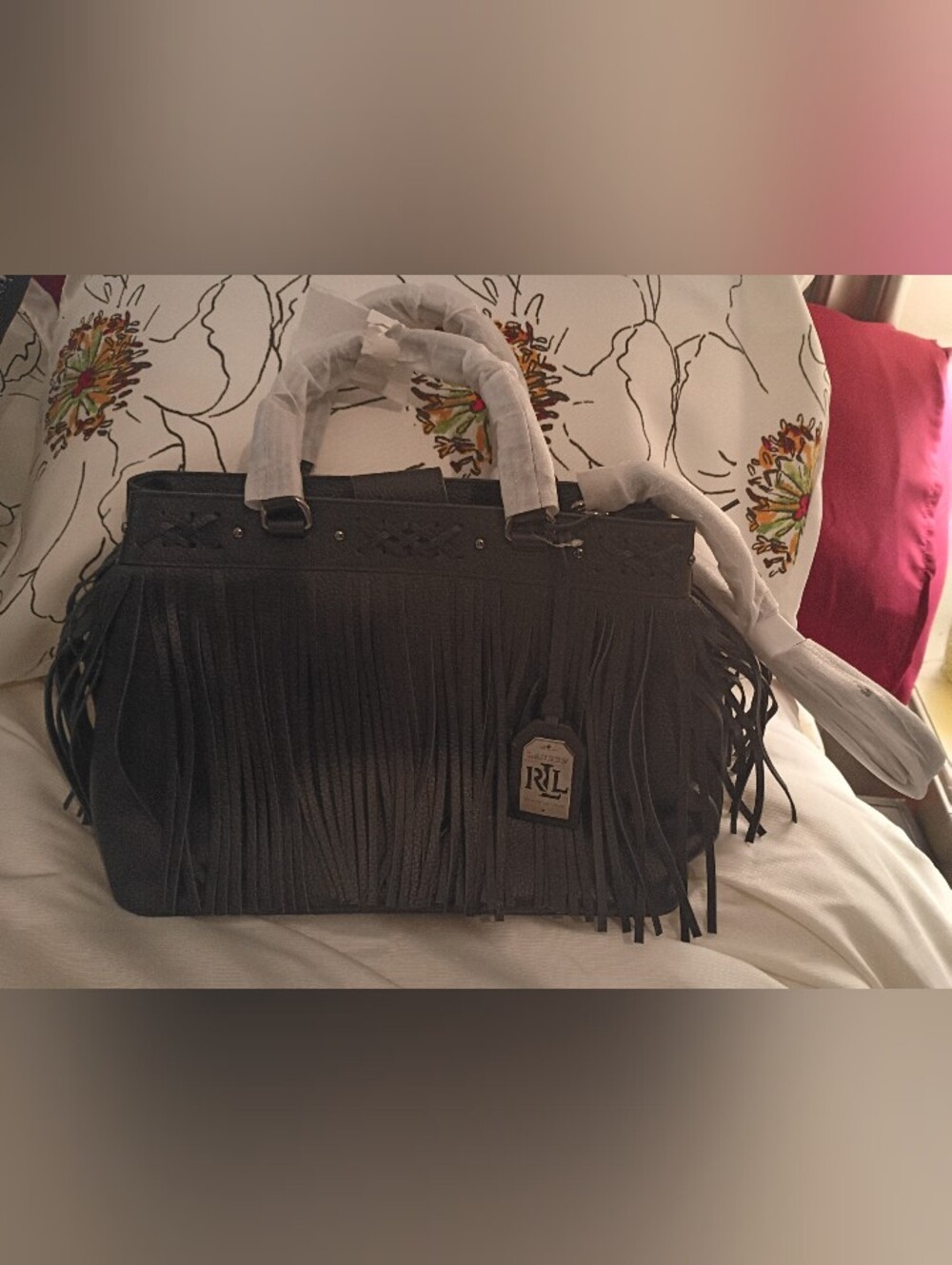Polo by Ralph Lauren Black Fringe Tote